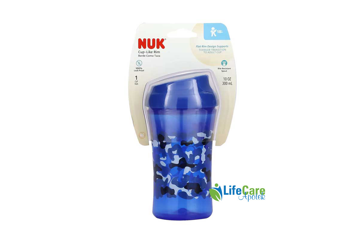 NUK CUP LIKE RIM 18 PLUS MONTHS BLUE 300 ML - Life Care Apotek
