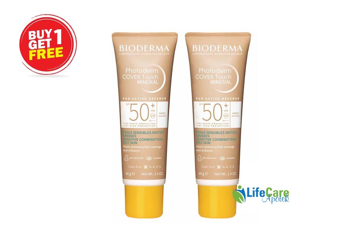 BOX BUY1GET1 BIODERMA PHOTODERM COVER TOUCH MINERAL SPF50 PLUS GOLDEN 40 ML - Life Care Apotek