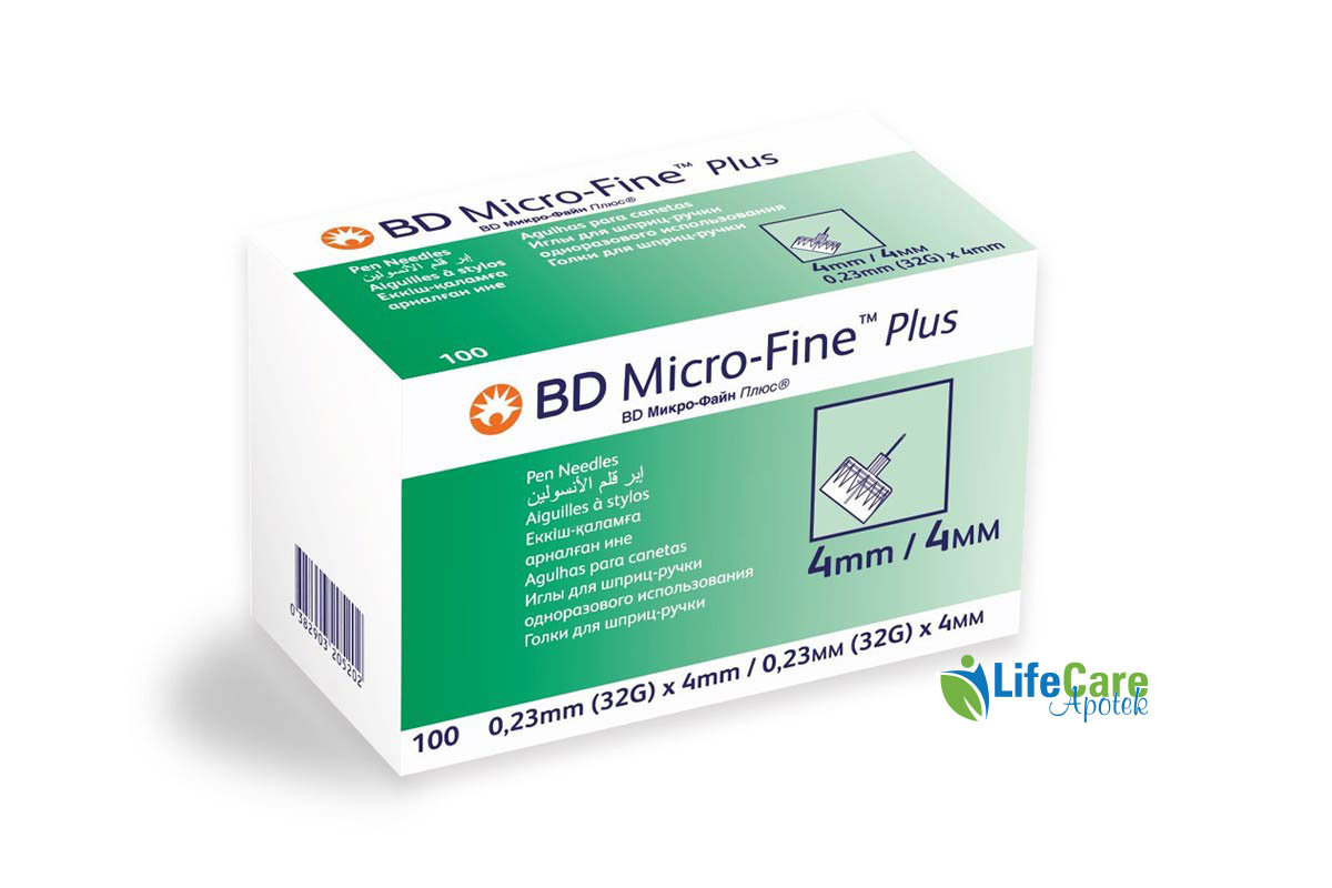 BD MICRO FINE PLUS 4MM 4MM 32G 100 PCS - Life Care Apotek