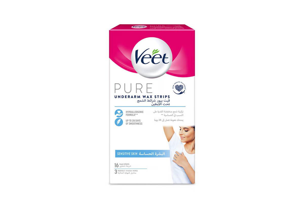 VEET PURE UNDERARM WAX SENSITIVE SKIN 16 STRIPS - Life Care Apotek