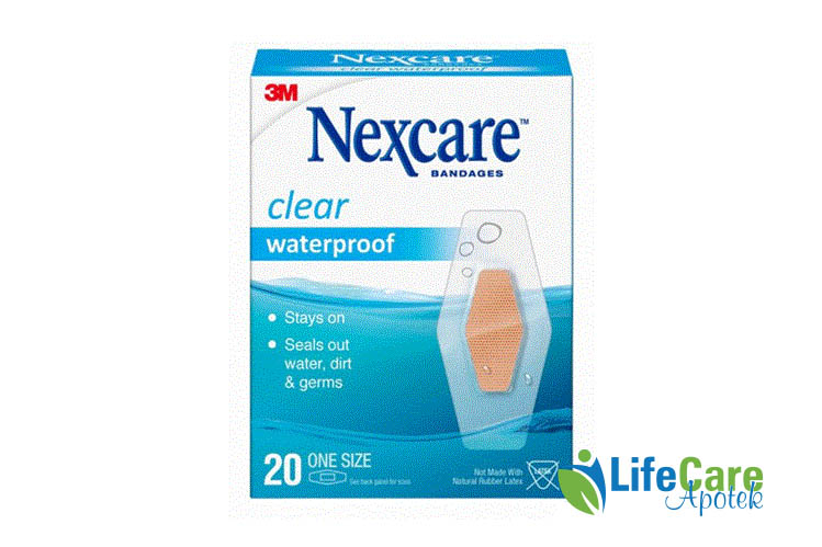 NEXCARE AQUA CLEAR WATERPROOF 26X57MM 20 PIECES - Life Care Apotek
