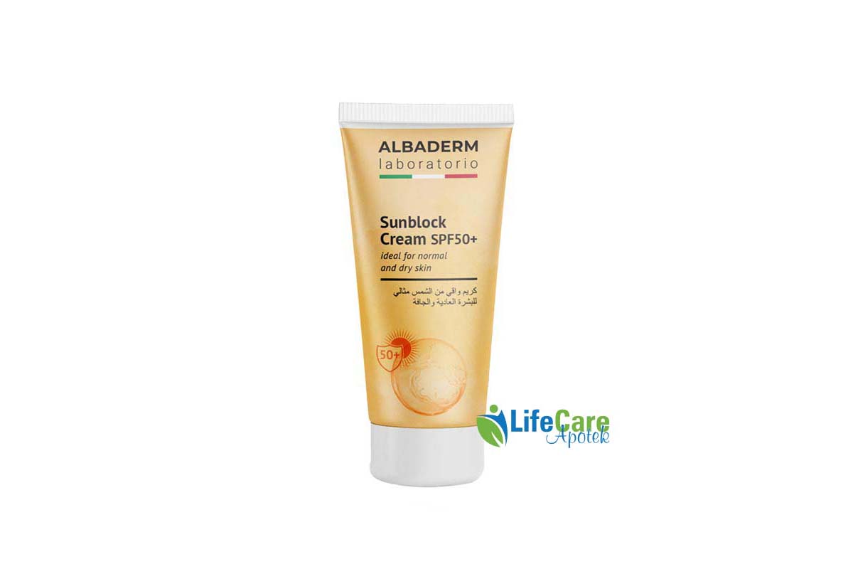 ALBADERM SUNBLOCK CREAM SPF50 PLUS FOR NORMAL AND DRY SKIN 50 ML - Life Care Apotek