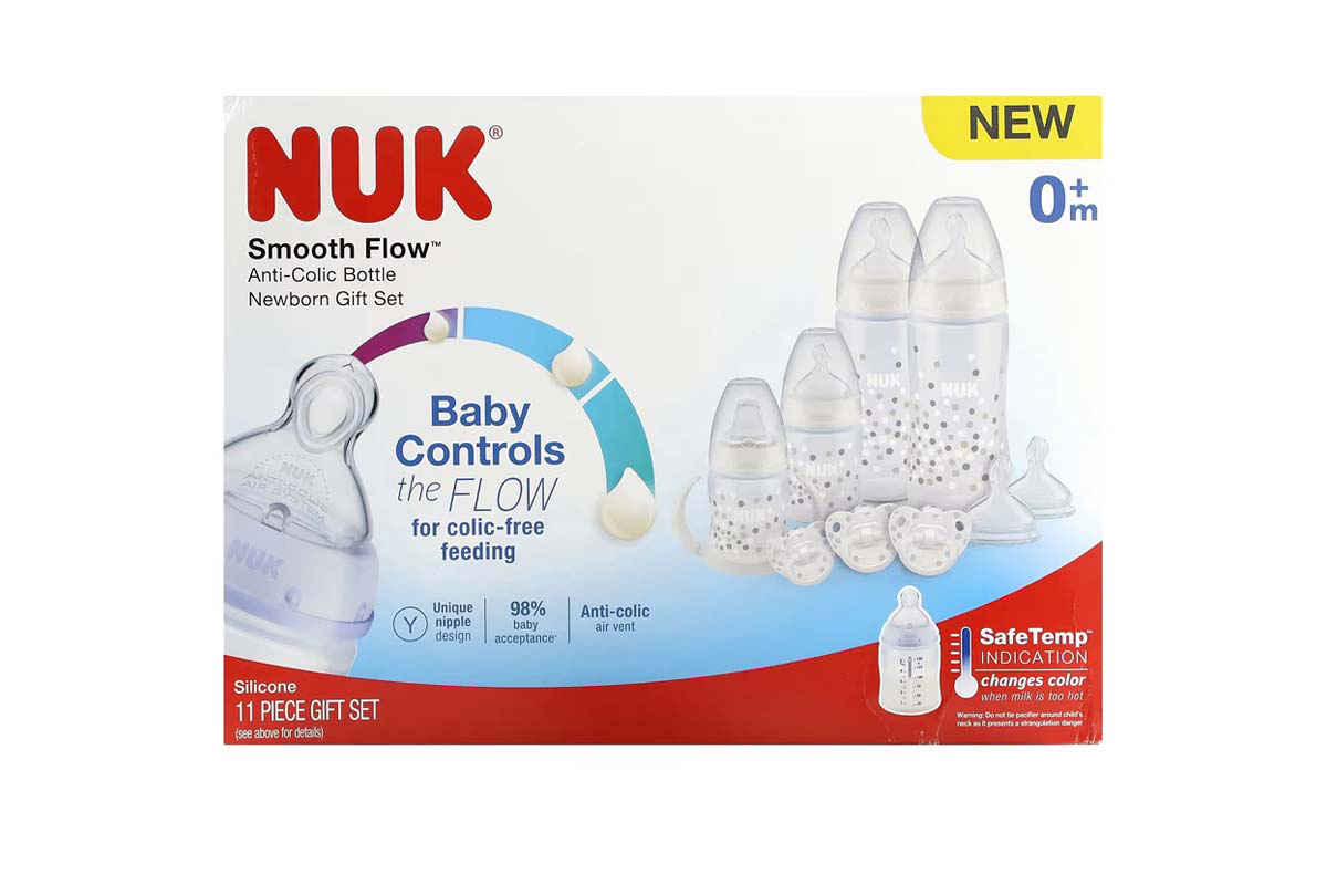 NUK SMOOTH FLOW ANTI COLIC BOTTLE 0 MONTH PLUS NEWBRON GIFT SET 11 PCS - Life Care Apotek