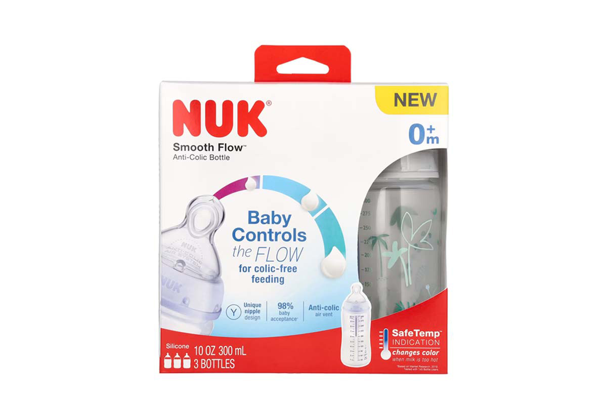 NUK SMOOTH FLOW ANTI COLIC BOTTLE 0 MONTH PLUS 3 PCS 300 ML - Life Care Apotek