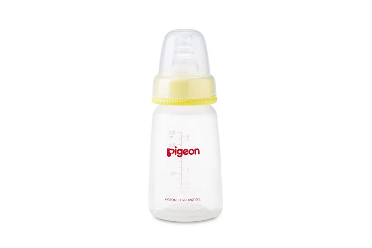 PIGEON FLEXIBLE PLASTIC FEEDING 0 PLUS MONTHS COLOR YELLOW 120 ML - Life Care Apotek