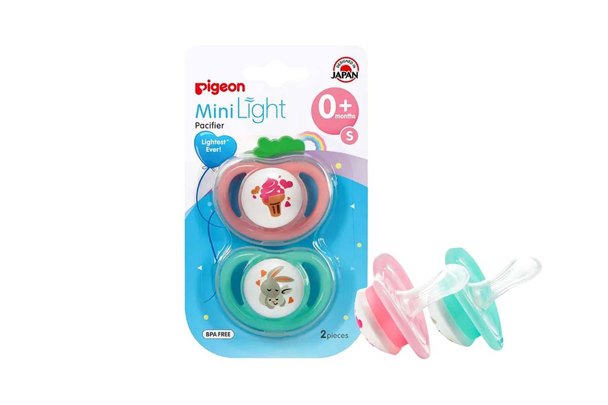 PIGEON PACIFIER TWIN MINI LIGHT 0 PLUS MONTHS SOFT PINK PLUS MINT SMALL - Life Care Apotek