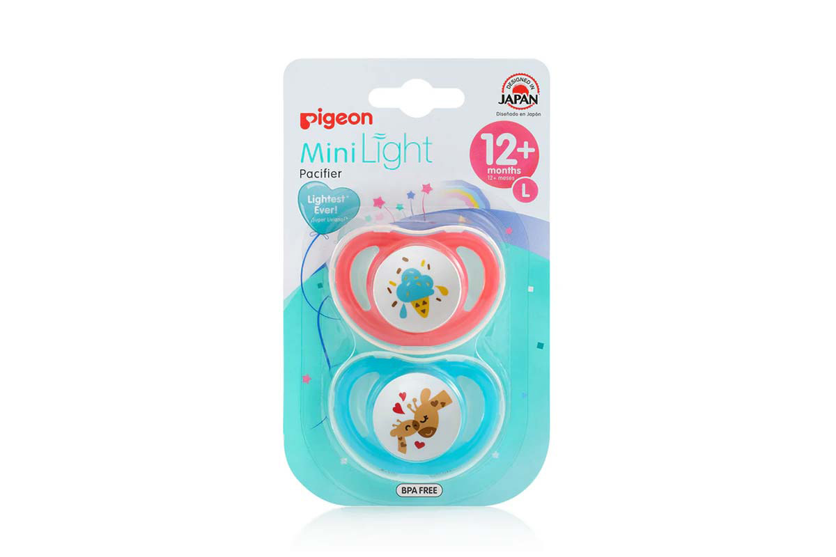 PIGEON PACIFIER TWIN MINI LIGHT 12 PLUS MONTHS PINK PLUS MINT LARGE - Life Care Apotek