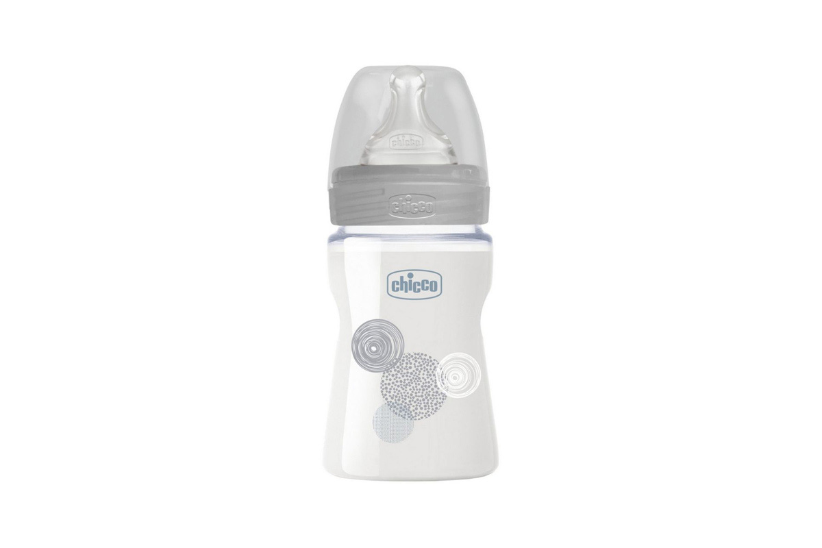 CHICCO WELL BEING FEEDING BOTTLE GLASS WHITE 0 MONTHS PLUS 150 ML - Life Care Apotek