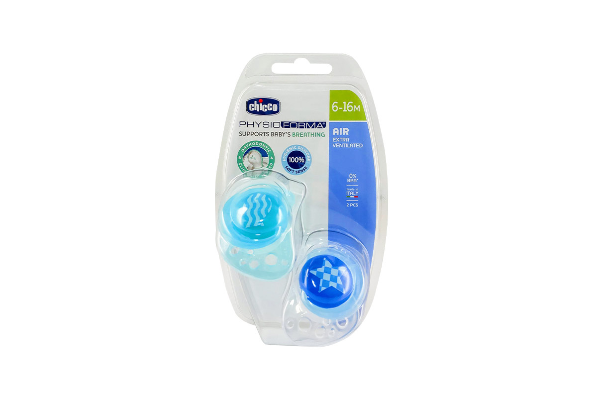 CHICCO PACIFIER PHYSIO FORMA BREATHING AIR BLUE 6 TO 16 MONTHS 2 PCS - Life Care Apotek