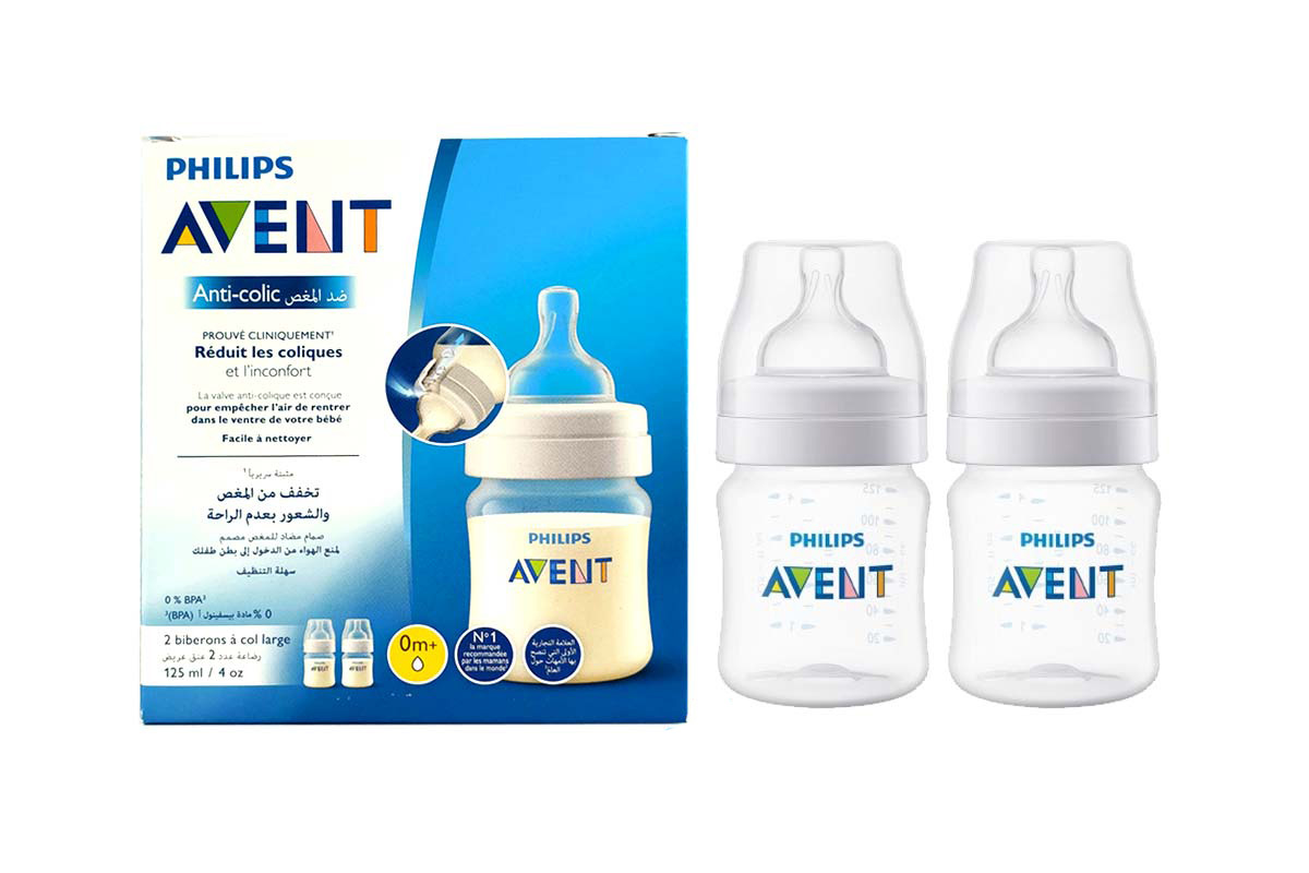 PHILIPS AVENT ANTI REDUCES COLIC FEEDING BOTTLE 0 MONTHS PLUS 2X125 ML - Life Care Apotek