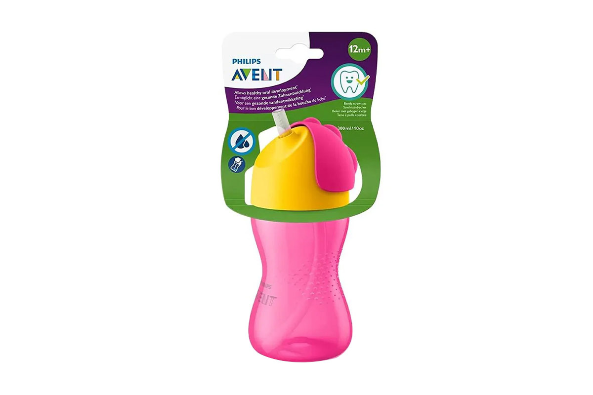 PHILIPS AVENT BENDY STRAW CUP PINK 12 MONTHS PLUS 300 ML - Life Care Apotek