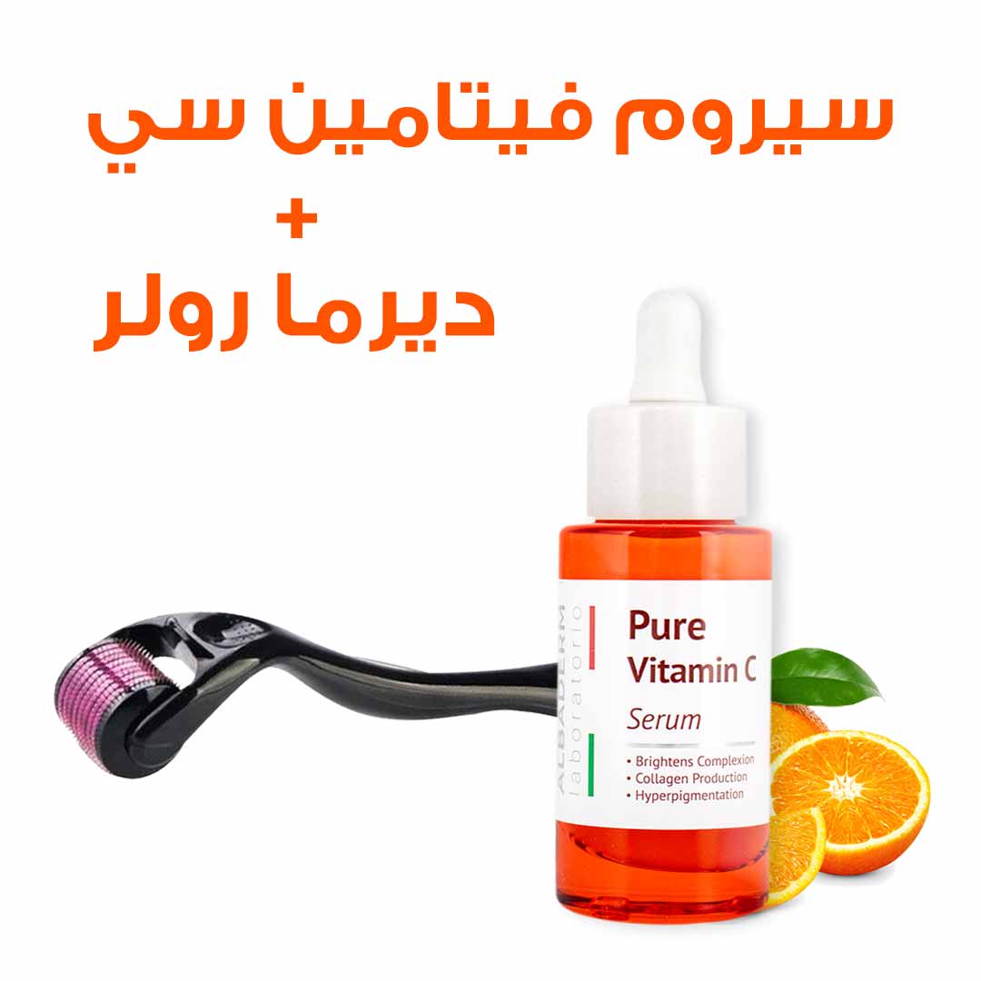 PACKAGE OF ALBADERM SERUM VITAMIN C AND DERMA ROLLER - Life Care Apotek