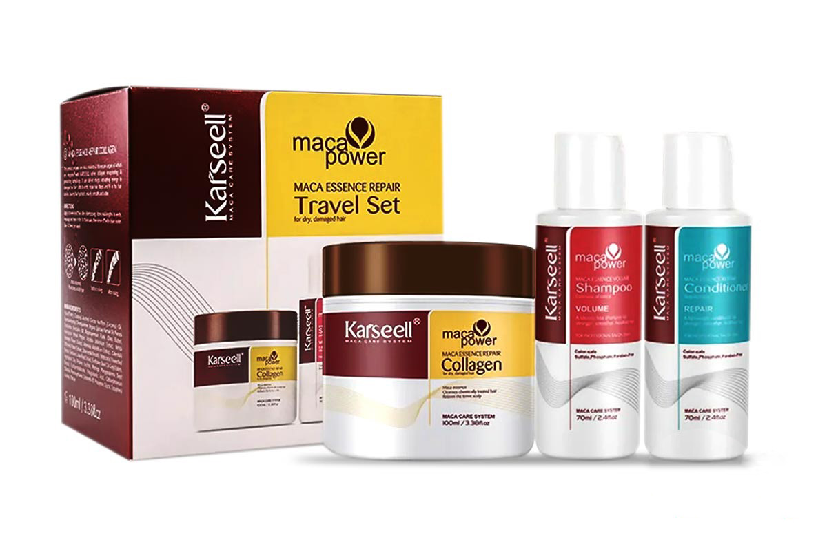 BOX KARSEELL MACA POWER TRAVEL 3X1 MASQUE PLUS SHAMPOO PLUS CONDITIONER - Life Care Apotek