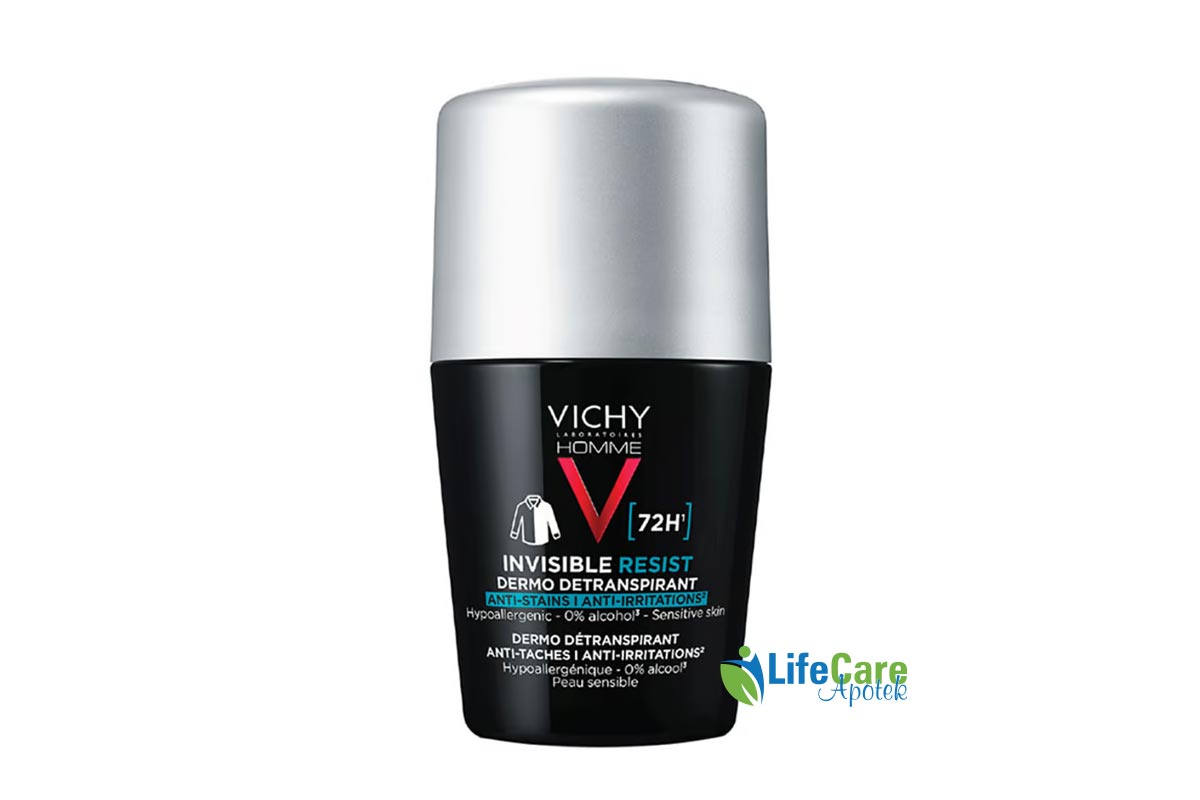 VICHY DEODRANT HOMME INVISIBLE RESIST 72 HOURS 50 ML - Life Care Apotek
