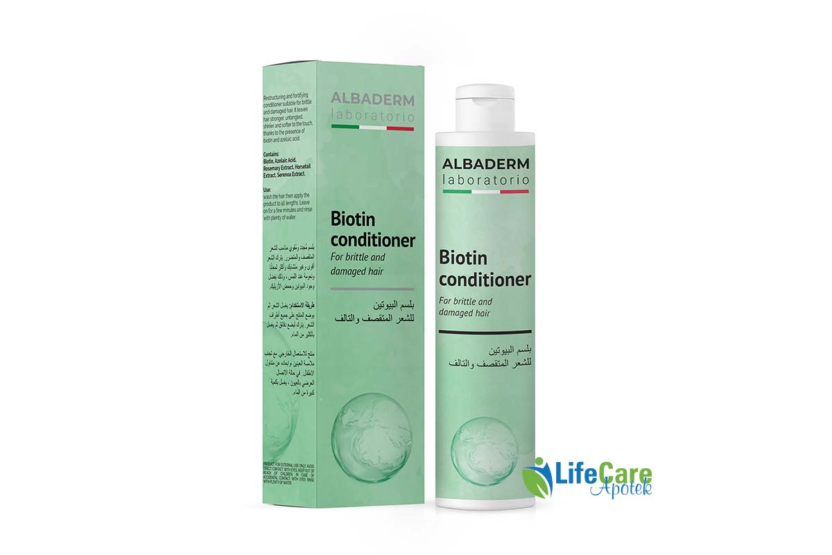 ALBADERM BIOTIN AND ROSEMARY CONDITIONER FOR DAMAGED HAIR 200 ML - Life Care Apotek