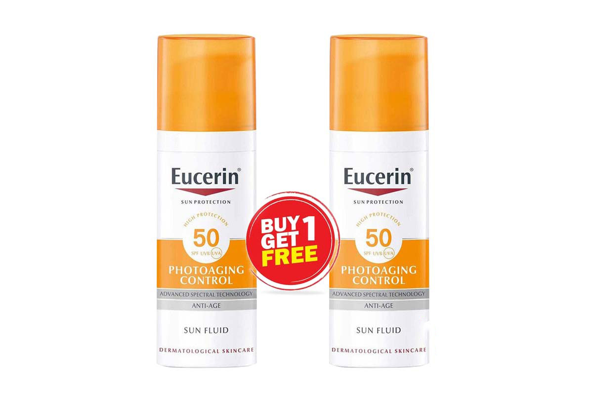 BOX BUY1GET1 EUCERIN PIGMENT PHOTOAGING CONTROL SPF50 PLUS SUN FLUID 50 ML - Life Care Apotek