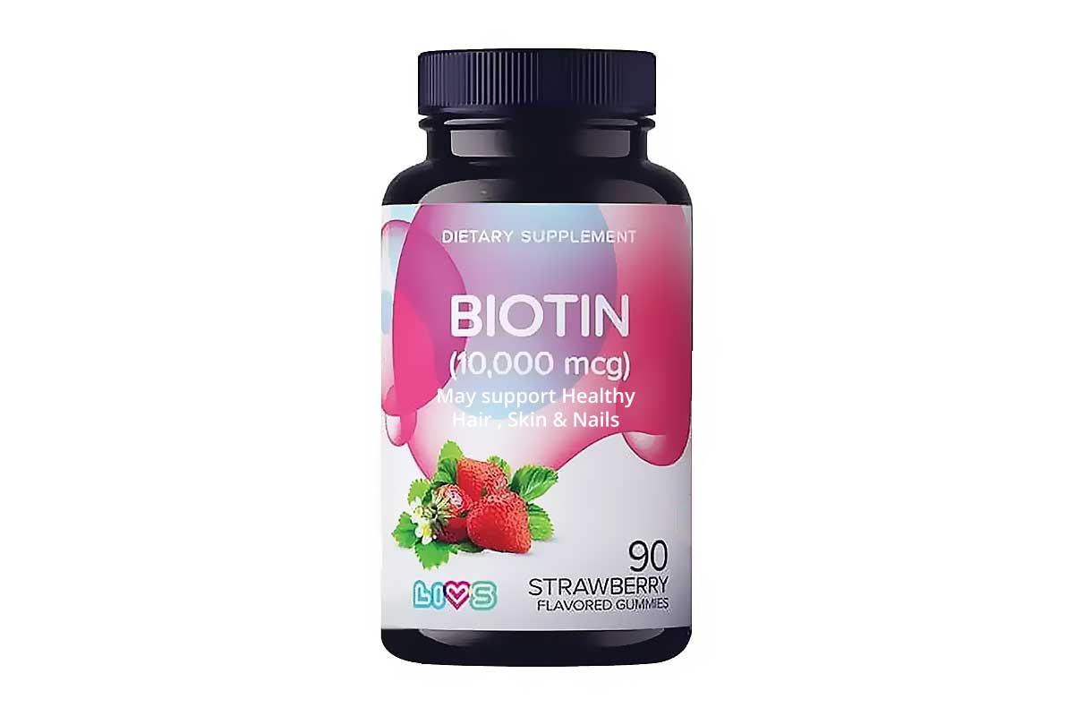 LIVS BIOTIN 10.000 MCG STRAWBERRY FLAVORED 90 GUMMIES - Life Care Apotek