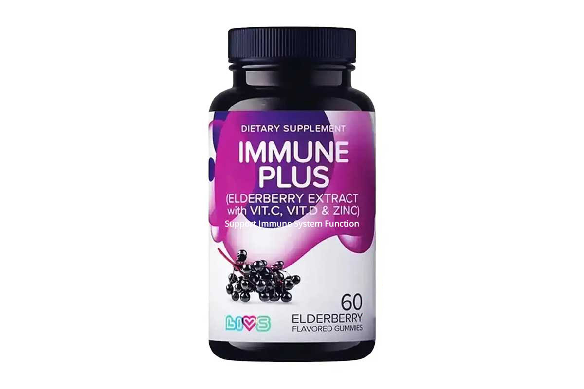 LIVS IMMUNE PLUS EXTRACT WITH VITAMIN C PLUS D3 PLUS ZINC ELDERBERRY FLAVORED 60 GUMMIES - Life Care Apotek