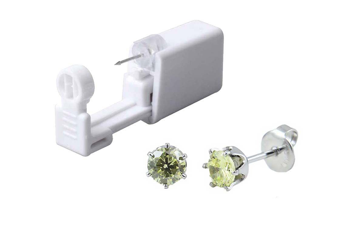 PRIMED EAR PIERCING 61-520 S/S 5MM CZ APPLE GREEN WITH GUN - Life Care Apotek