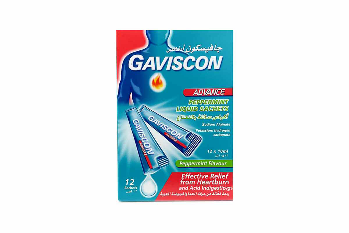 GAVISCON ADVANCE PEPPERMINT LIQUID 12 SACHETS - Life Care Apotek