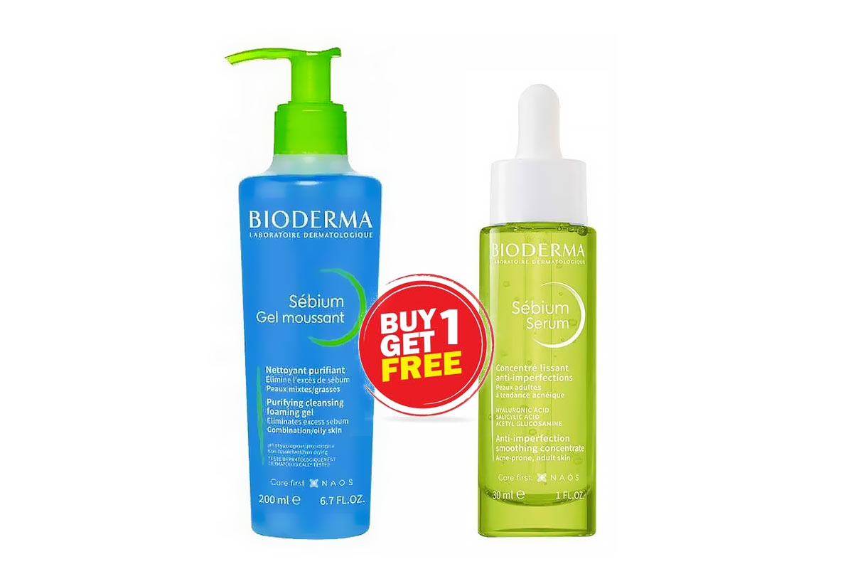 BOX BUY1GET1 BIODERMA SEBIUM GEL 200 ML PLUS SEBIUM SERUM 30ML - Life Care Apotek