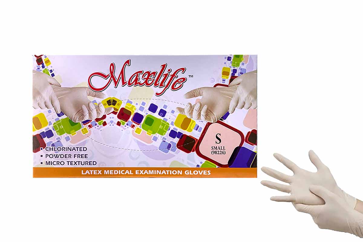 MAXLIFE LATEX MEDICAL EXAMINATION GLOVES POWDER FREE SIZE SMALL 100 PCS - Life Care Apotek