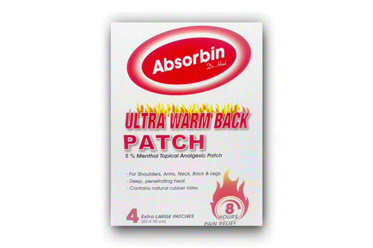 ABSORBIN ULTRA WARM BACK PATCH EXTRA LARGE 4 PCS - Life Care Apotek