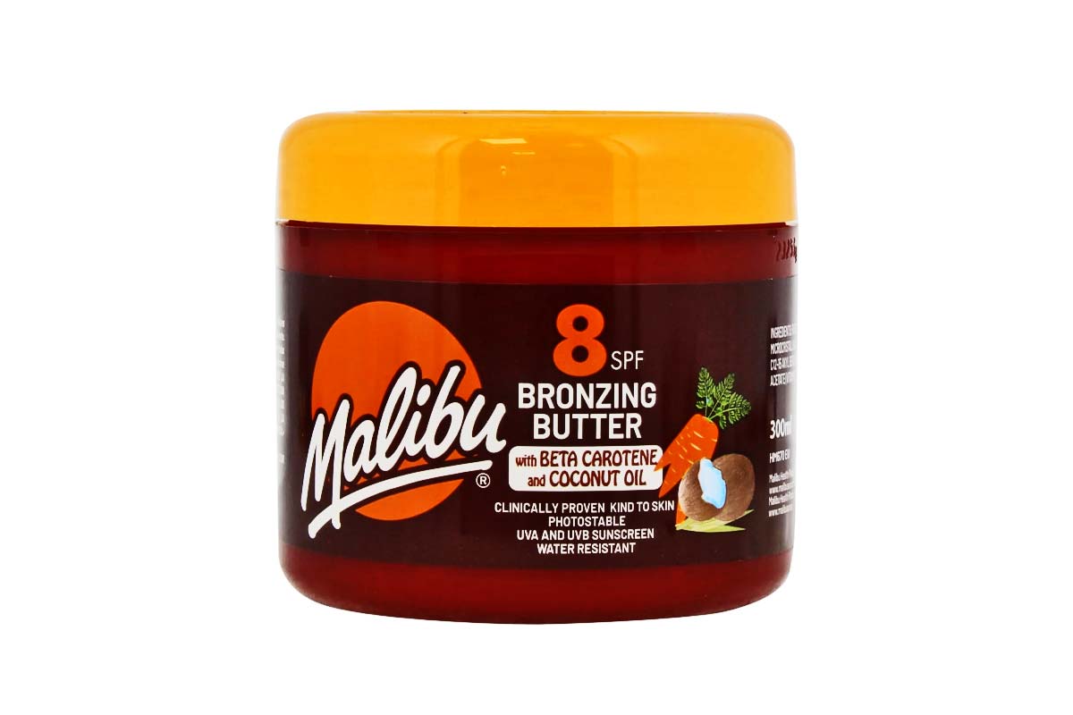 MALIBU BRONZING BUTTER SPF8 WITH BETA CAROTENE AND COCONUT OIL 300 ML - Life Care Apotek