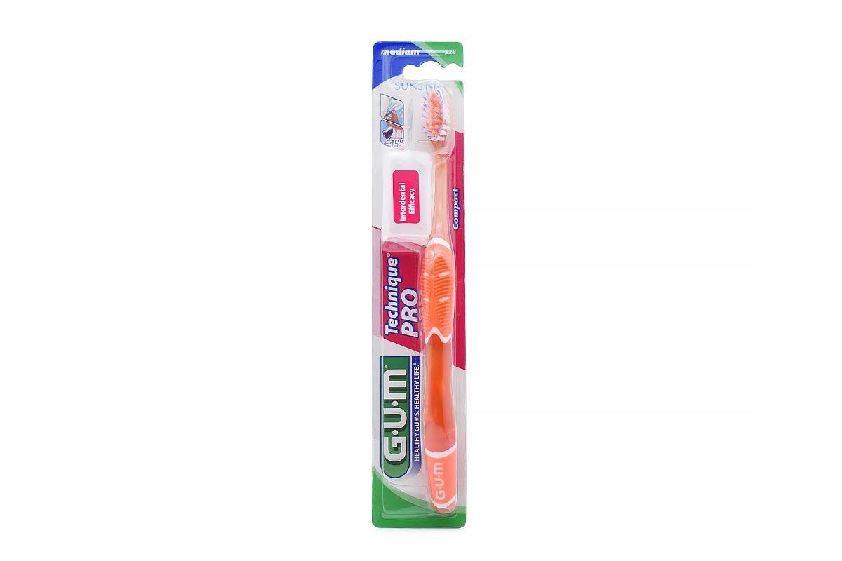 GUM TECHNIQUE PRO COMPACT TOOTHBRUSH MEDIUM COLOR ORANGE 528 - Life Care Apotek