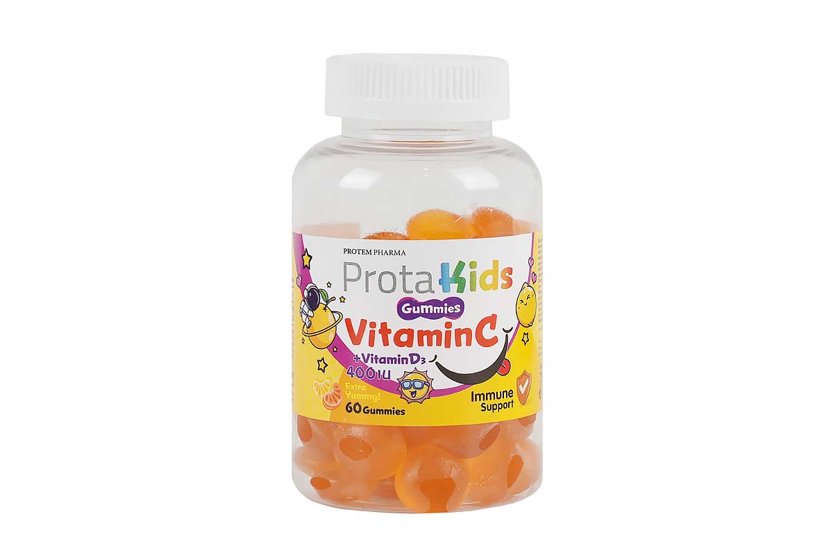 PROTEM PHARMA PROTA KIDS VITAMIN C PLUS VITAMIN D3 - 400 IU 60 GUMMIES - Life Care Apotek