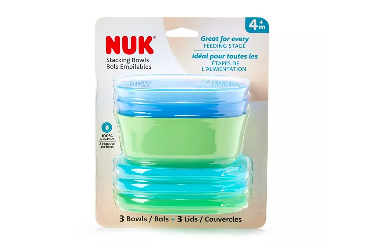 NUK STACKING BOWLS BOLS EMPILABLES 4 PLUS MONTHS BLUE AND GREEN 3 PCS - Life Care Apotek