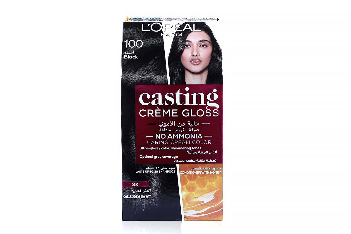 LOREAL CASTING CREME GLOSS NO AMMONIA HAIR COLOR BLACK 100 - Life Care Apotek