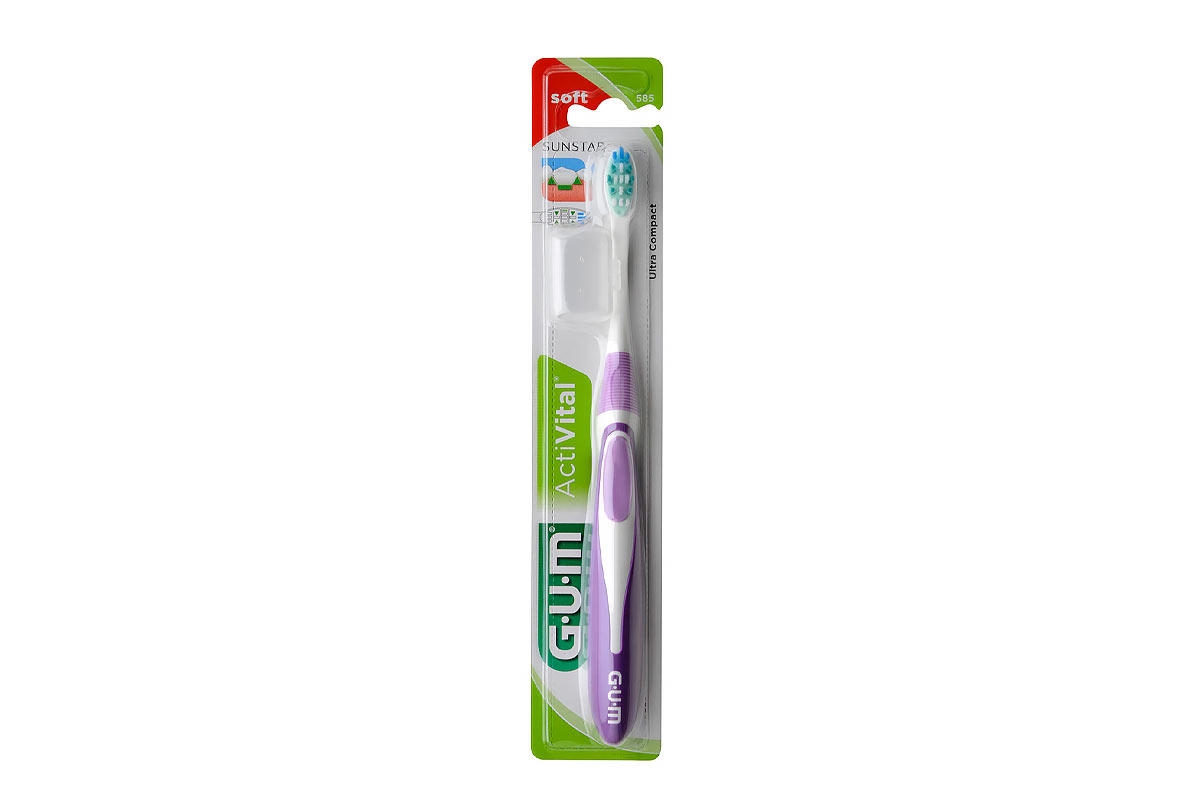 GUM ACTIVITAL ULTRA COMPACT SOFT TOOTHBRUSH COLOR PURBLE 585 - Life Care Apotek