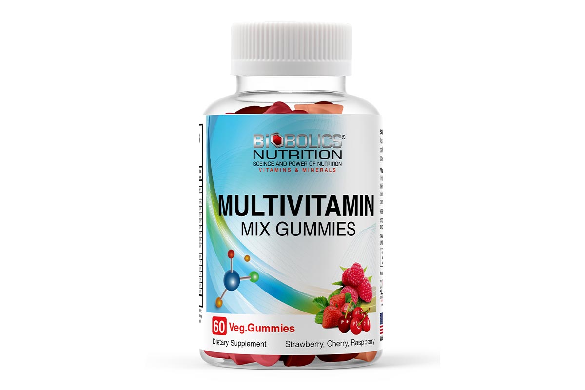 BIOBOLICS MULTIVITAMIN MIX STRAWBERRY AND CHERRY AND RASPBERRY 60 VEG GUMMIES - Life Care Apotek