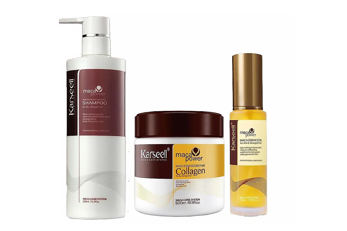 BOX BUY 1 GET 2 KARSEELL MACA REPAIR SET HAIR MASK 500 ML PLUS SHAMPOO 500 ML PLUS ESSENCE OIL 50 ML - Life Care Apotek