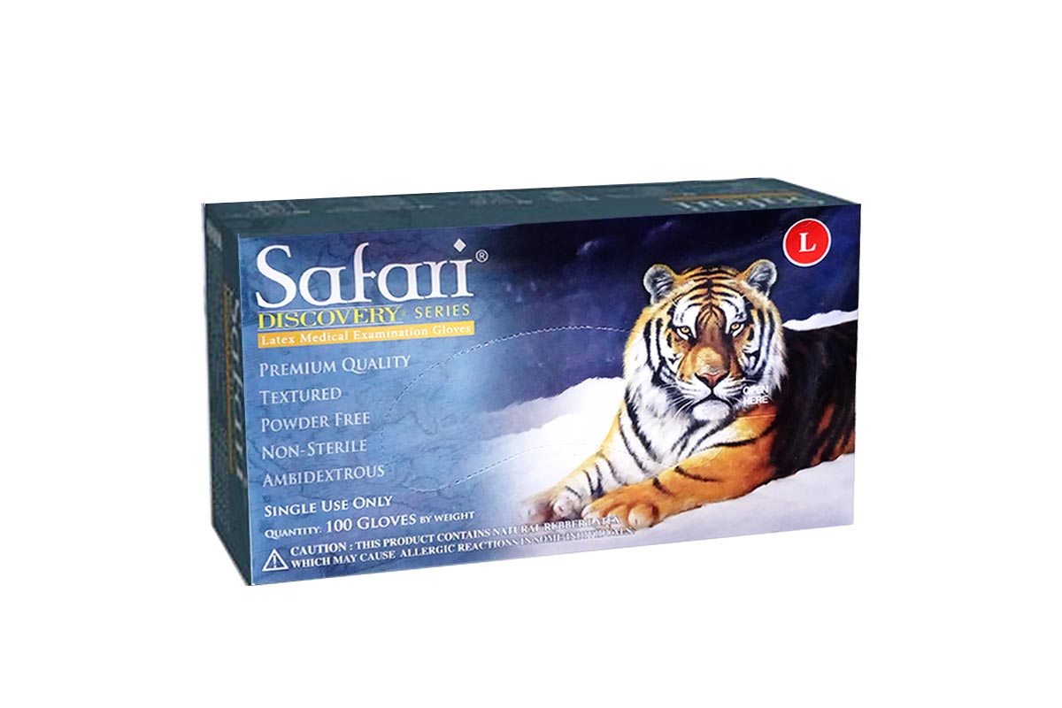 SAFARI DISCOVERY LATEX MEDICAL GLOVES POWDER FREE SIZE LARGE 100 PCS - Life Care Apotek