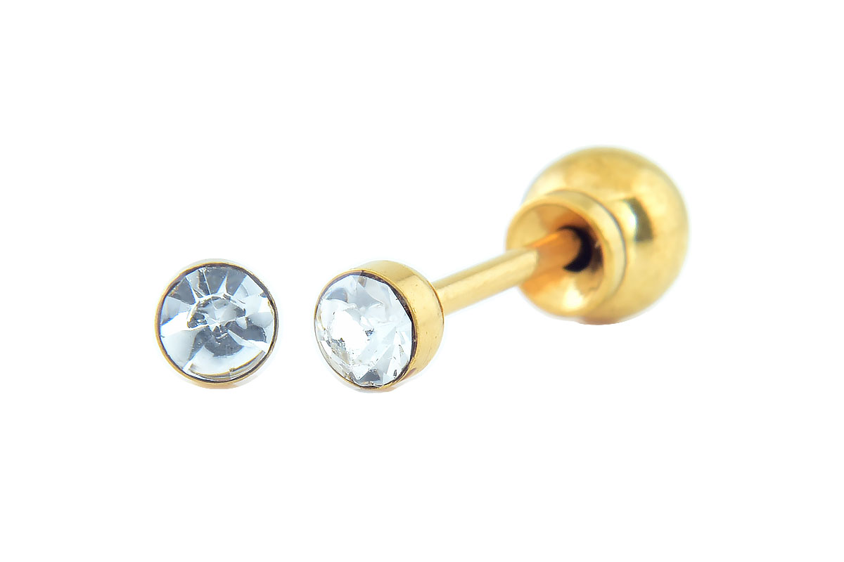 PRIMED EAR PIERCING Q8-032 G/P 3MM HEAD 2MM CRYSTAL CLEAR - Life Care Apotek