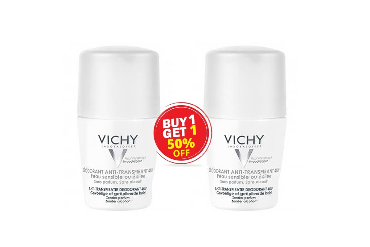 BOX VICHY DEODORANT BUY1GET1 50% OF ANTI TRANSPIRANT 48H WHITE 50 ML - Life Care Apotek