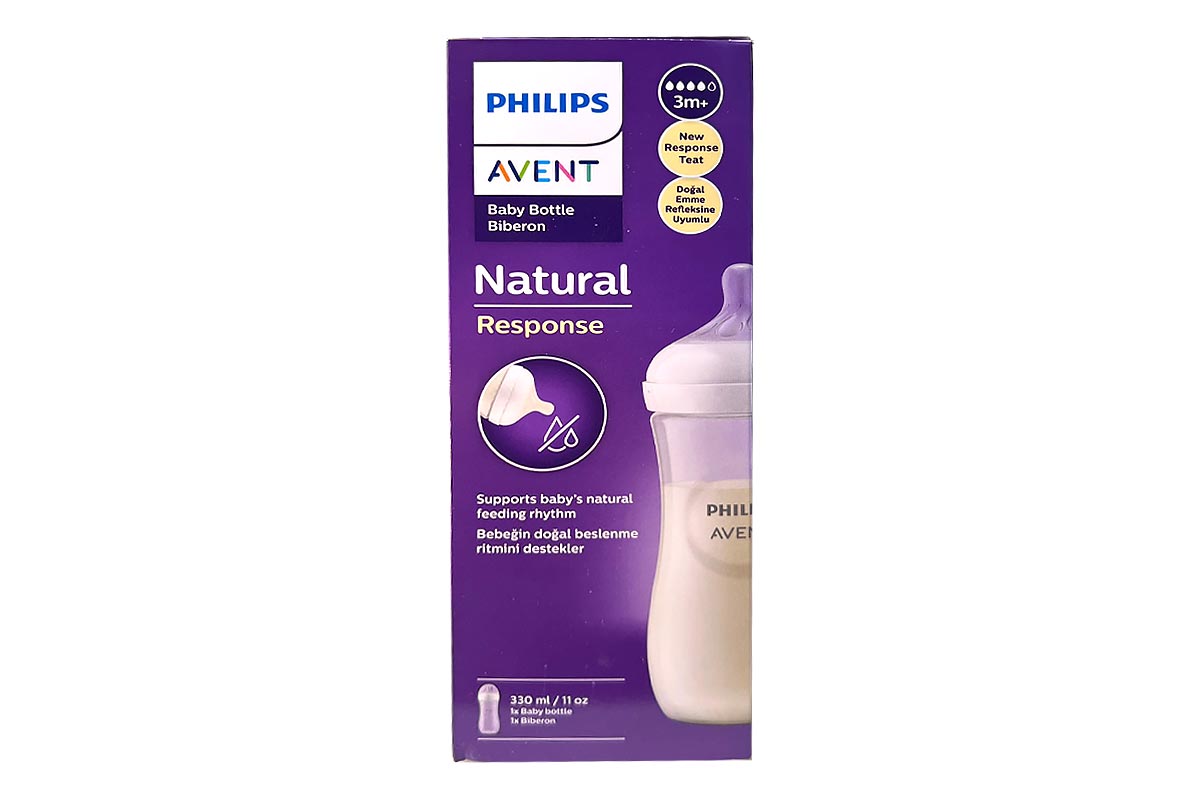 PHILIPS AVENT NATURAL RESPONSE PLASTIC BOOTLE BIBERON 3 MONTHS PLUS 330 ML - Life Care Apotek