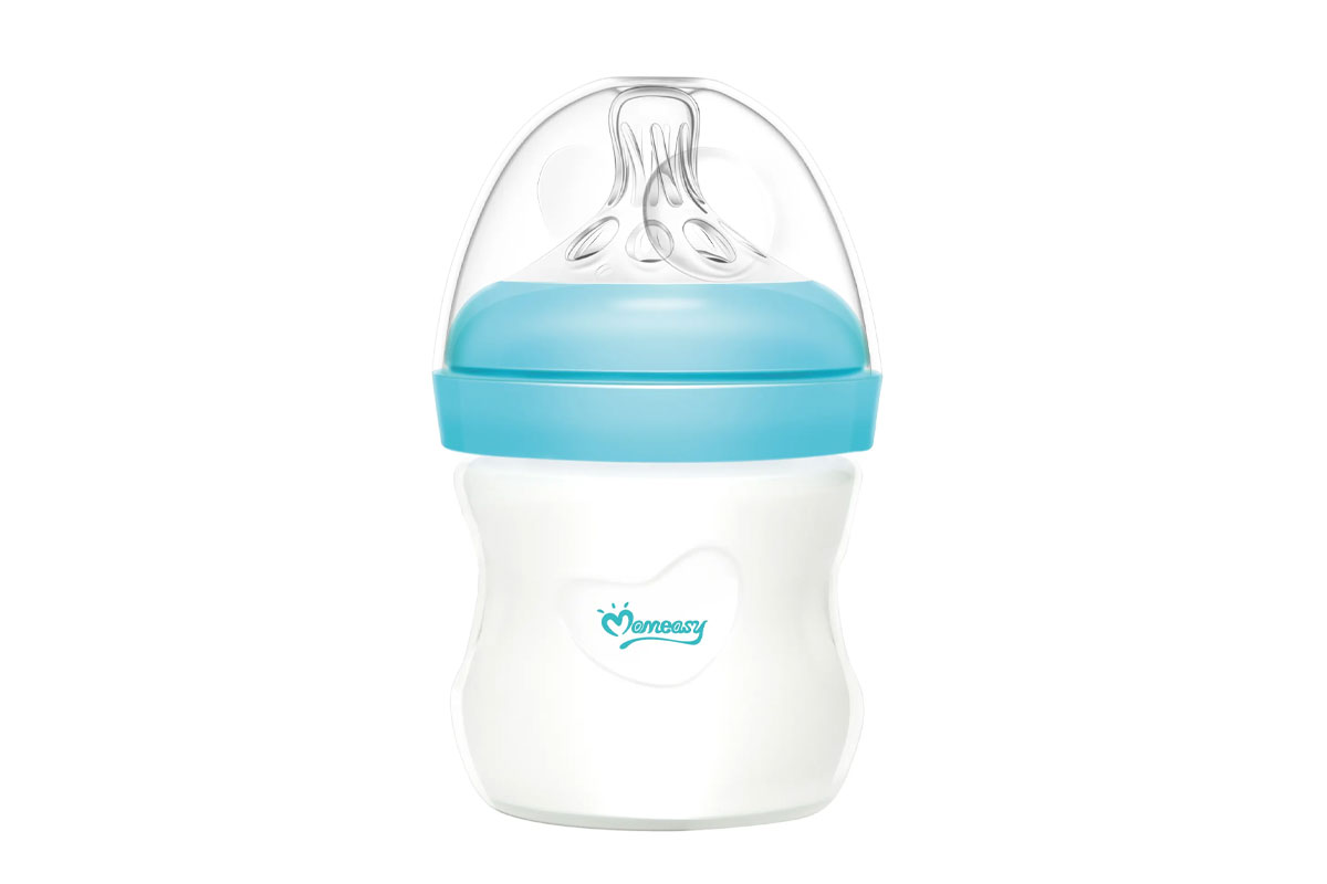 MOMEASY WIDE NECK GLASS FEEDING BOTTLE FROM 0 MONTH COLOR BLUE GREEN 120 ML - Life Care Apotek