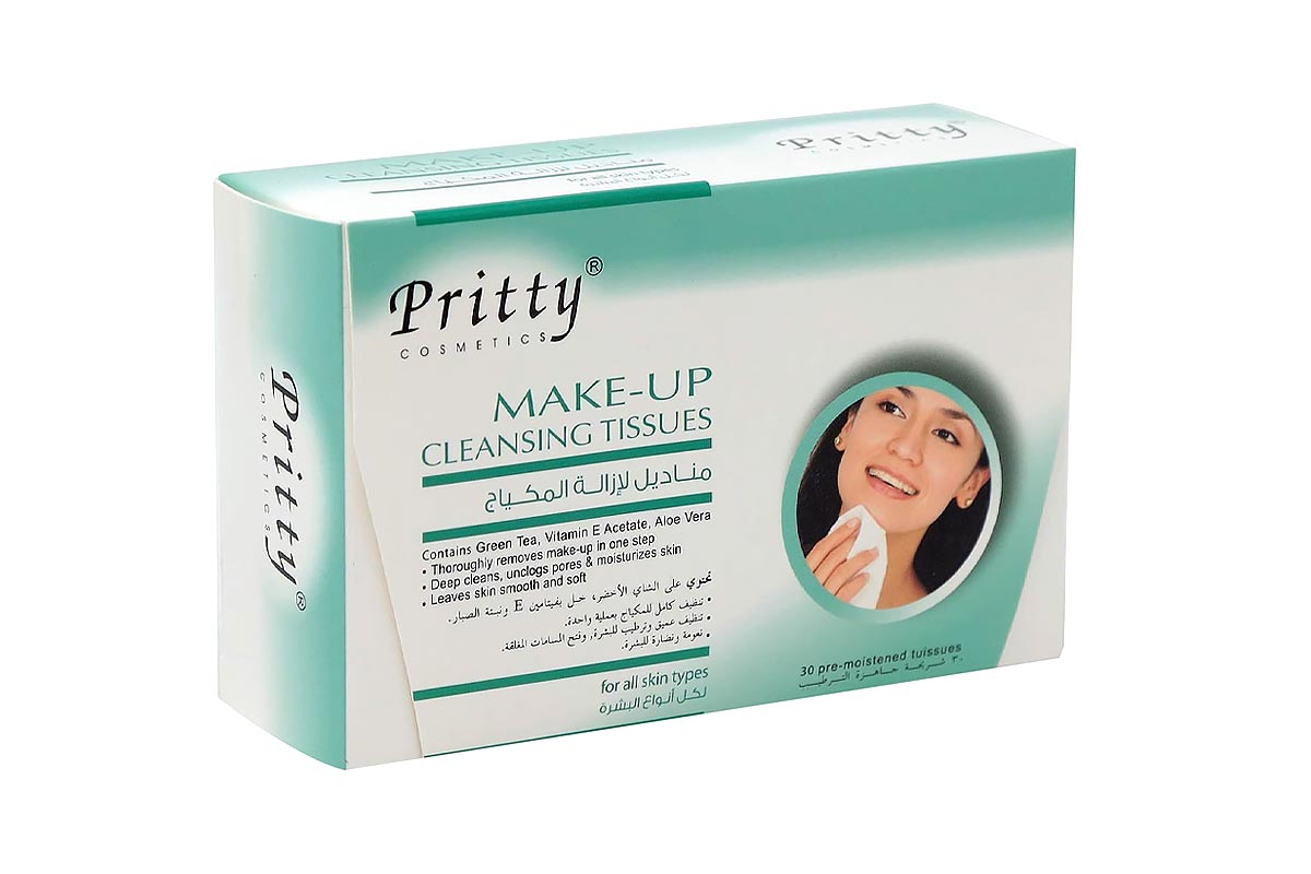 PRITTY MAKE UP CLEANSING TISSUES FOR ALL SKIN TYPES 30 PCS - Life Care Apotek