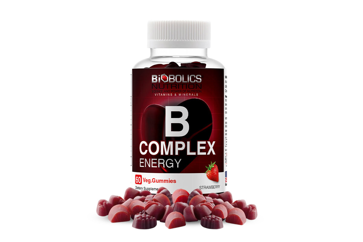 BIOBOLICS B COMPLEX ENERGY STRAWBERRY 60 VEG GUMMIES - Life Care Apotek