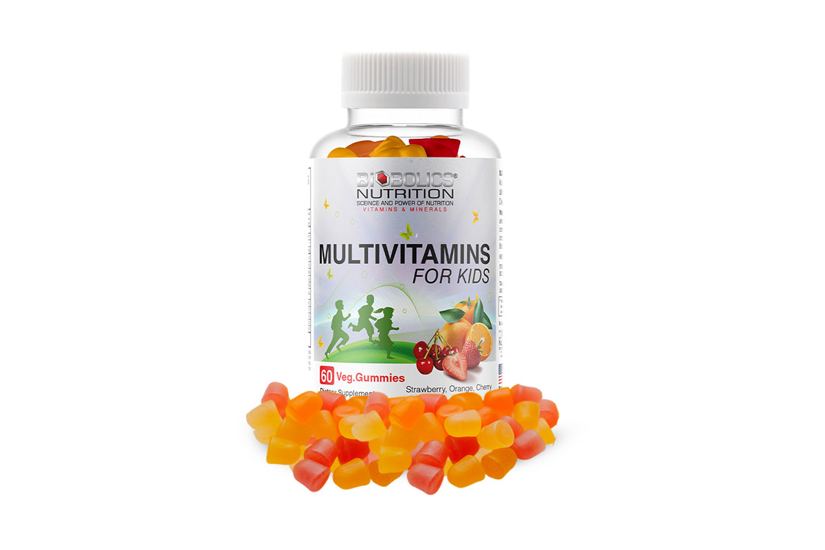 BIOBOLICS MULTIVITAMIN FOR KIDS STRAWBERRY AND ORANGE AND CHERRY 60 VEG GUMMIES - Life Care Apotek