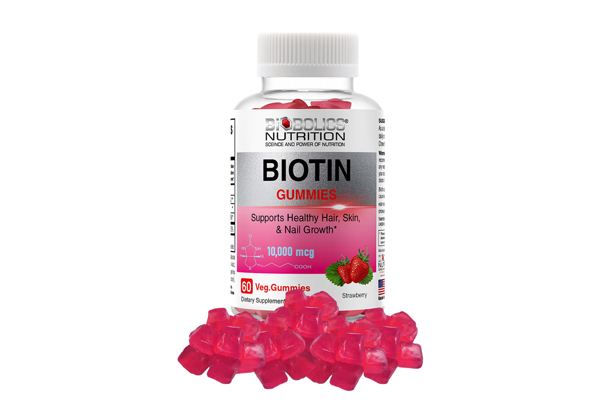 BIOBOLICS BIOTIN 10000 MCG STRAWBERRY 60 VEG GUMMIES - Life Care Apotek