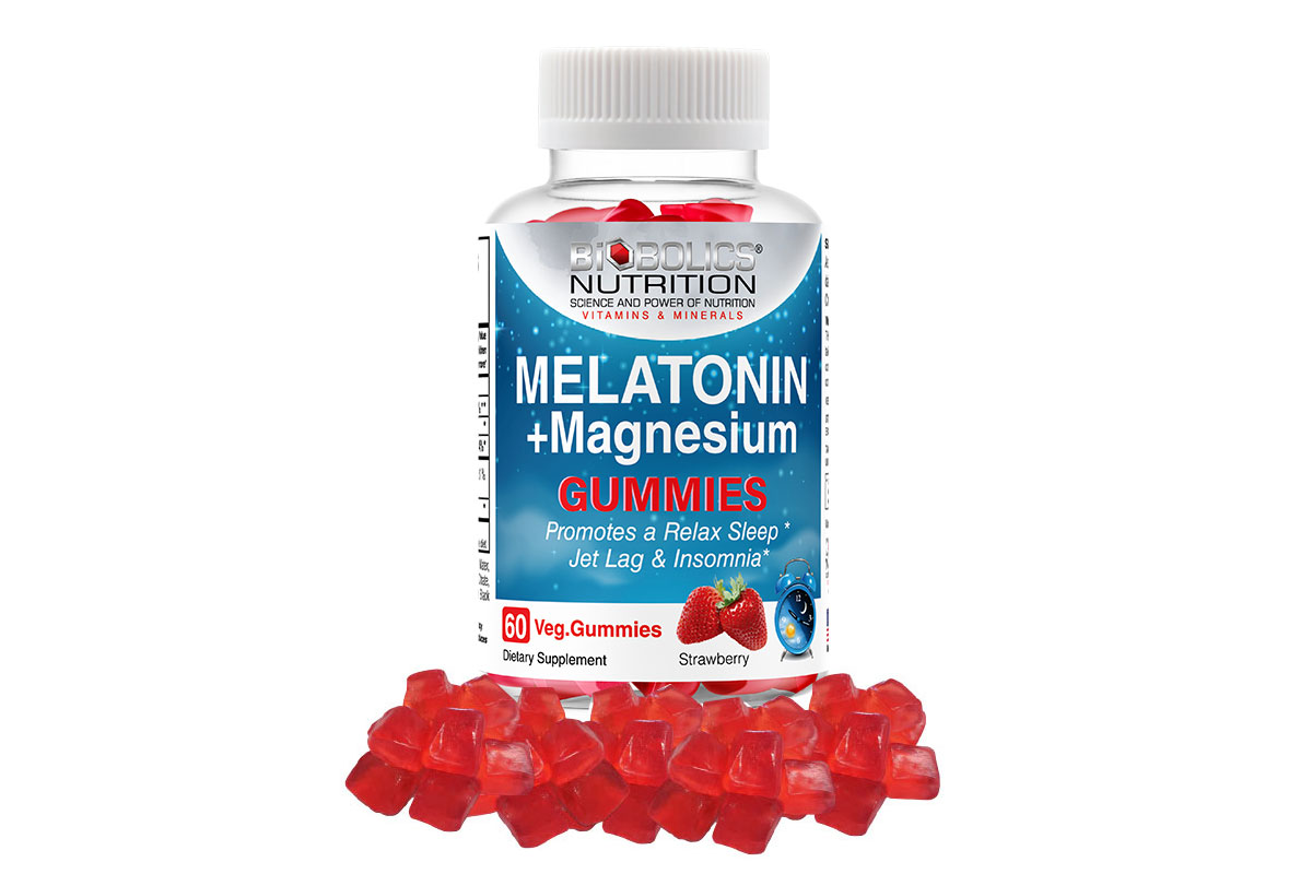 BIOBOLICS MELATONIN PLUS MAGNESIUM STRAWBERRY 60 VEG GUMMIES - Life Care Apotek