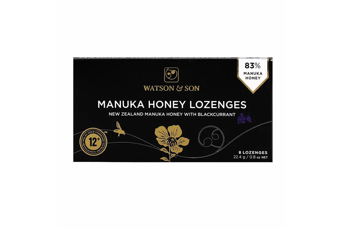 WATSON AND SON MANUKA HONEY WITH BLACKCURRANT 22.4 GM 8 LOZENGES - Life Care Apotek