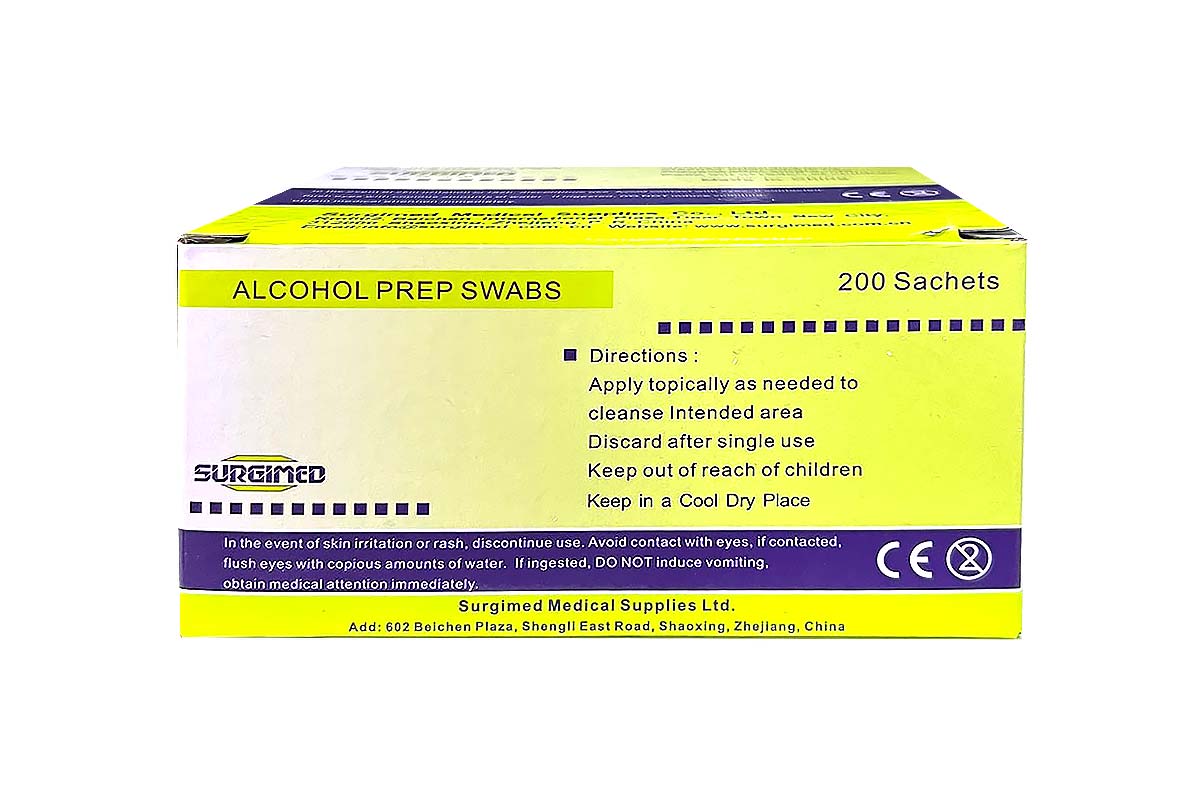 SURGIMED ALCOHOL PREP SWABS 200 SACHETS - Life Care Apotek