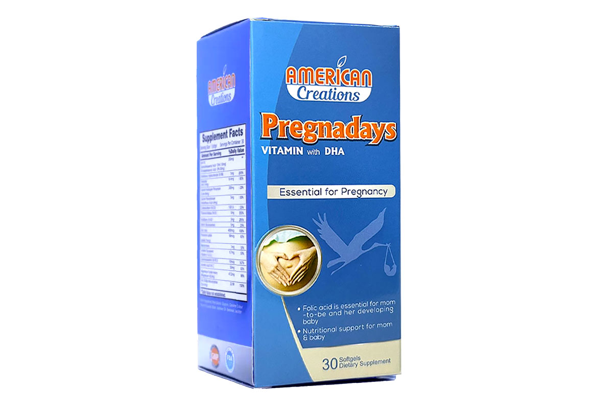 AMERICAN CREATIONS PREGNADAYS VITAMIN WITH DHA 30 SOFT GELS - Life Care Apotek