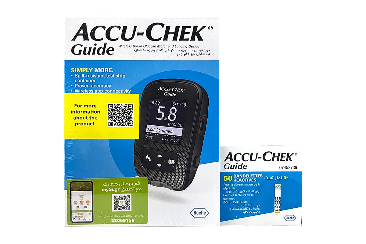 BOX ACCU CHEK GUIDE MONITOR WITH 50 STRIPS FREE - Life Care Apotek