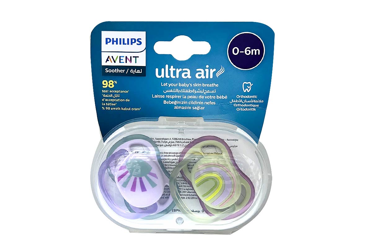 PHILIPS AVENT ULTRA AIR SOOTHER SUN AND RAINBOW 0-6 MONTH GIRL - Life Care Apotek